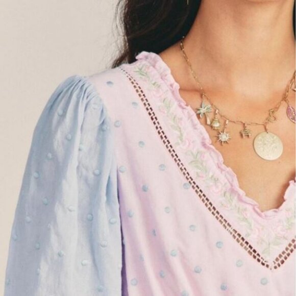 LoveShackFancy Adley Ruffle Ambrosia Garden Mini Dress Sz Med MSRP $385 - Picture 5 of 13